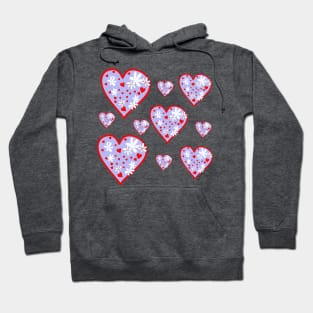 Purple Flower Heart Pattern Hoodie